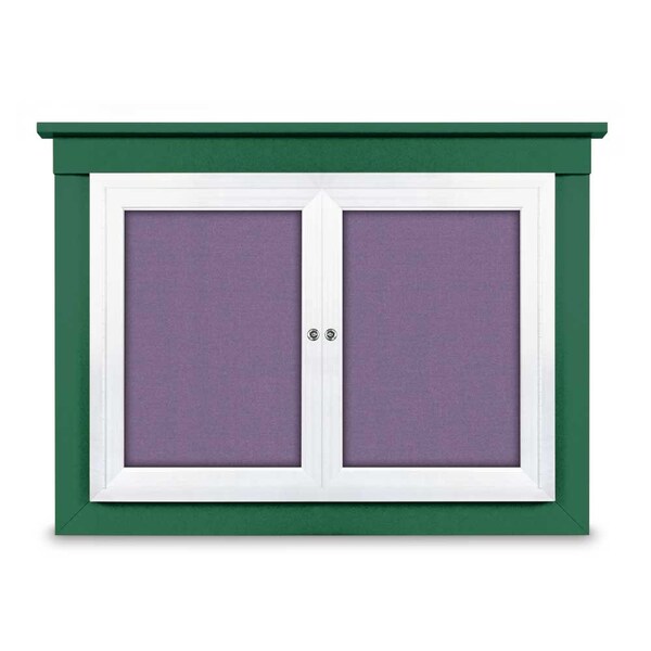 60"x36" 2-Door Enclosed Outdoor Letterboard, Hdr, Green Felt/Black